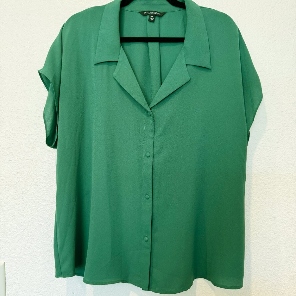 41 HAWTHORN Mar Button Down Green Blouse - Picture 2 of 10